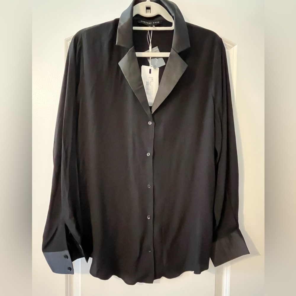 Women black button down